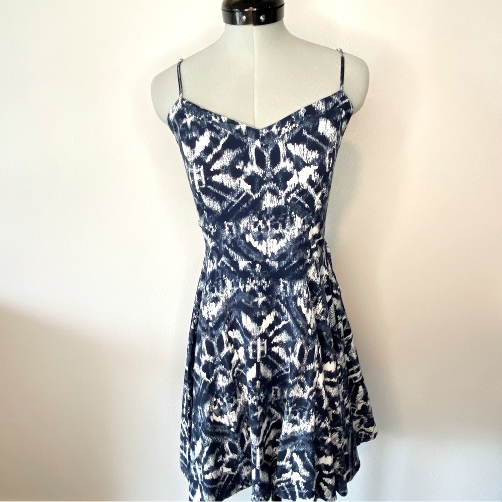 AEROPOSTALE Navy/White A-Line Spaghetti Strap Mini Dress, Size Small